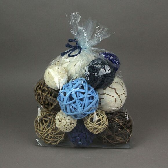 18 Piece Natural Peacock Blue, White and Brown Exotic Dried Organic Decor Balls - Picture 4 of 6